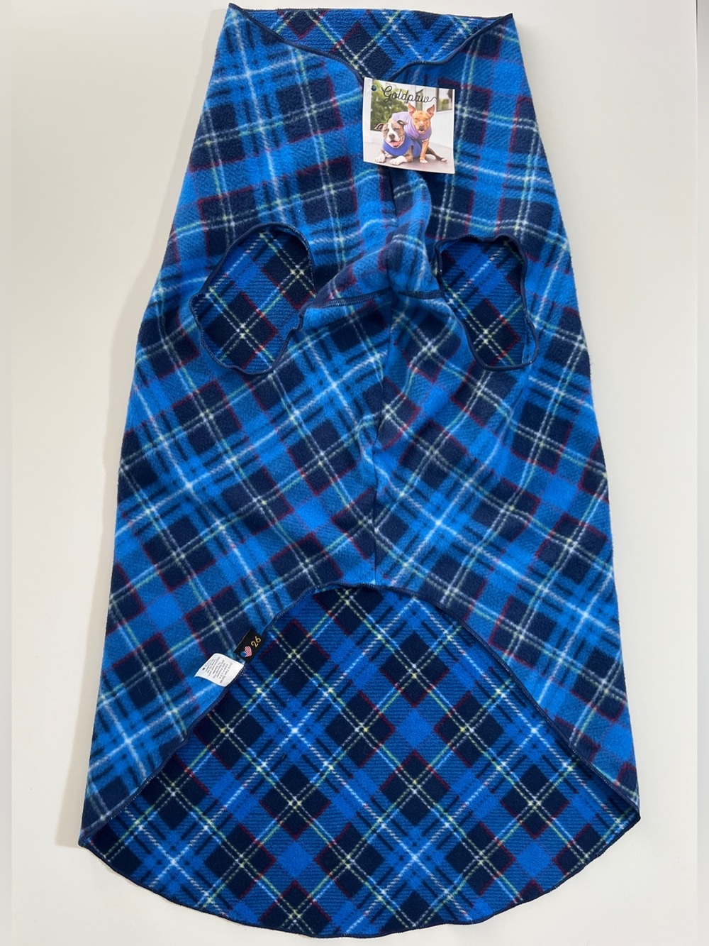 NWT Gold Paw Stretch Fleece Dog Jacket 26 Blue Plaid Made USA Large Breed - Picture 4 of 11